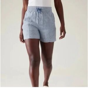 Athleta Retreat Linen Shorts Chambray Blue 100% Linen Drawstring
